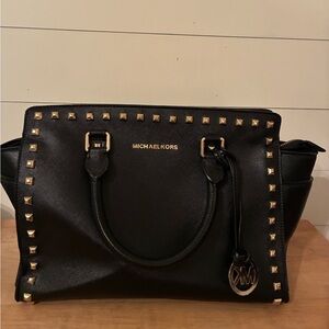 Michael Kors Large Black Selma Studded Crossbody Bag